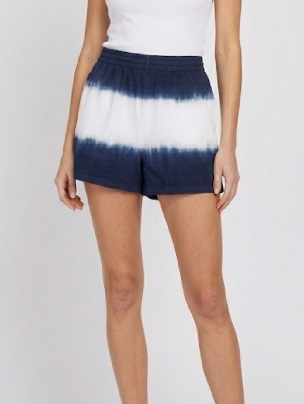 Electric & Rose tie dye fleece lounge shorts athleisure blue white large New